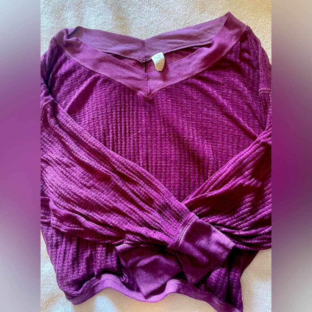 We the Free thin purple waffle top